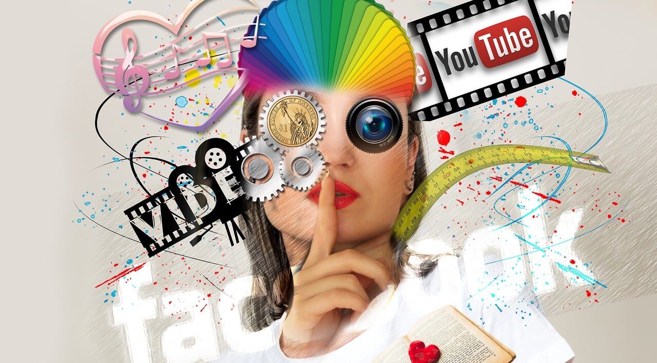 social media, interaction, woman, abstract, head, media, youtube, lens, multimedia, advertising, entertainment, media hype, tiktok, marketing, creativity, influencer, lifestyle